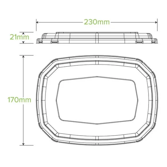 600 & 950ml Clear RPET Octa Takeaway Lid