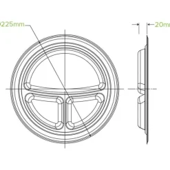 23cm / 9" 3-Compartment Round Plant Fibre Plate