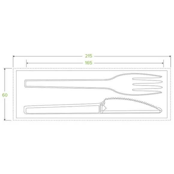 16.5cm / 6.5" PLA Knife, Fork & Napkin Set