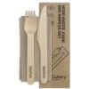 16cm Coated Wood Knife, Fork & Napkin Set