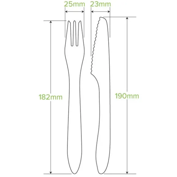 19cm Coated Wood Knife, Fork & Napkin Set