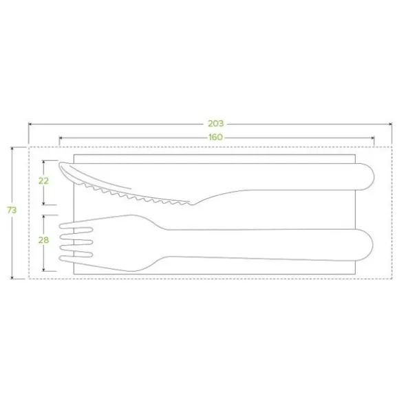 16cm Coated Wood Knife, Fork & Napkin Set