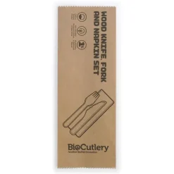 16cm Coated Wood Knife, Fork & Napkin Set