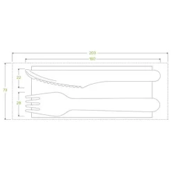16cm Wood Knife, Fork & Napkin Set