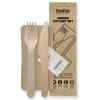 16cm Wood Knife, Fork, Napkin, Salt & Pepper set