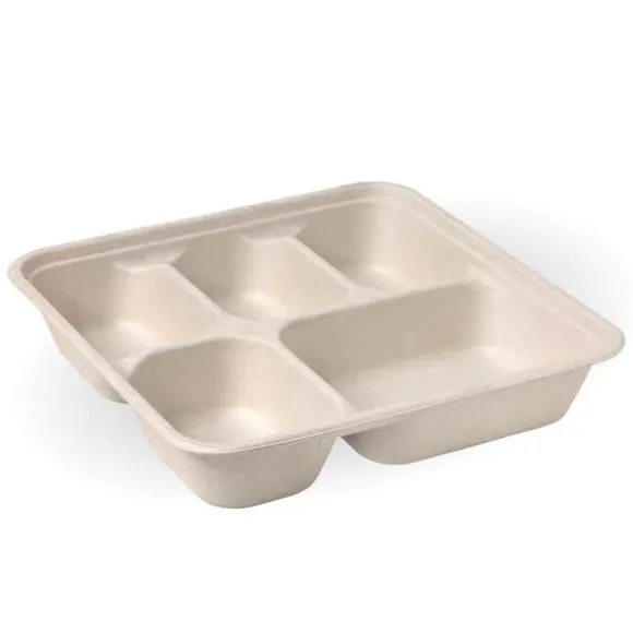 5-Compartment Large Natural Plant Fibre Takeaway Base