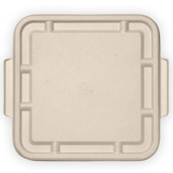 3-Compartment Large Natural Plant Fibre Takeaway Lid