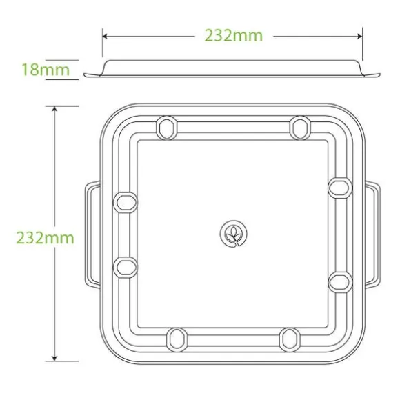 3-Compartment Large Natural Plant Fibre Takeaway Lid