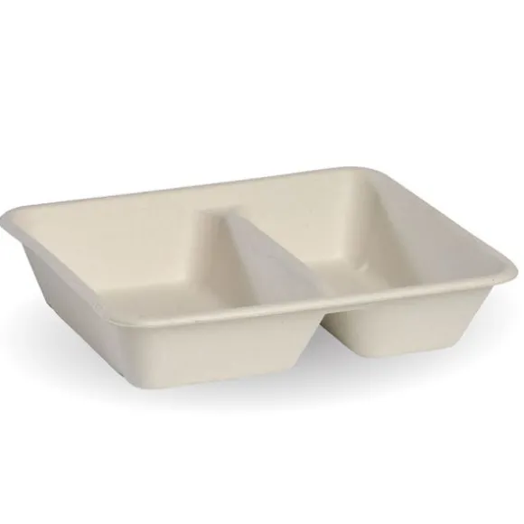 2-Compartment Natural Plant Fibre Takeaway Base