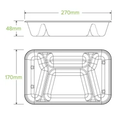 4-Compartment Natural Plant Fibre Takeaway Base