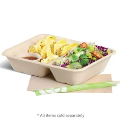 2-Compartment Natural Plant Fibre Takeaway Base
