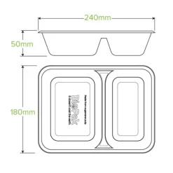2-Compartment Natural Plant Fibre Takeaway Base