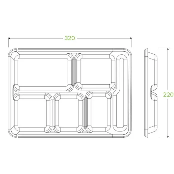 6-Compartment Plant Fibre Tray