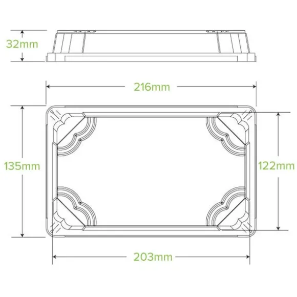 Large Plant Fibre Sushi Tray PET Lid