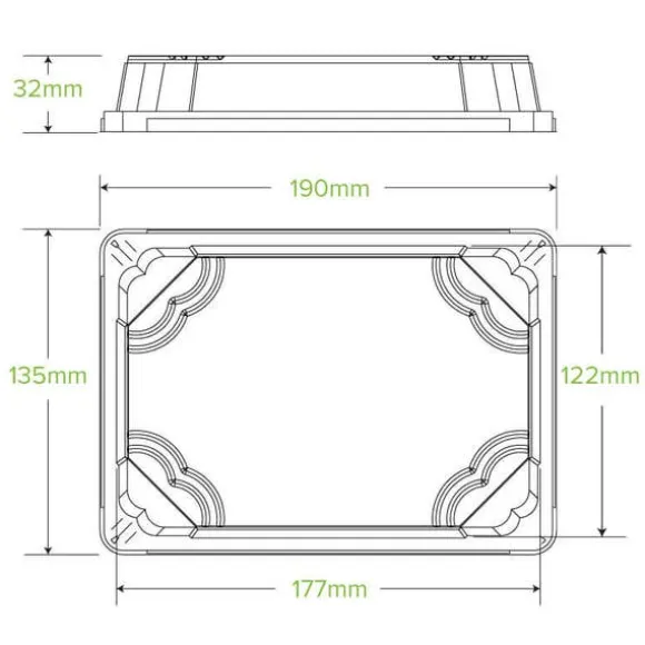 Medium Plant Fibre Sushi Tray PET Lid
