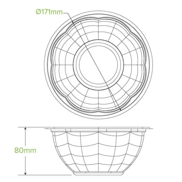 1,080ml / 32oz Clear Salad BioBowl