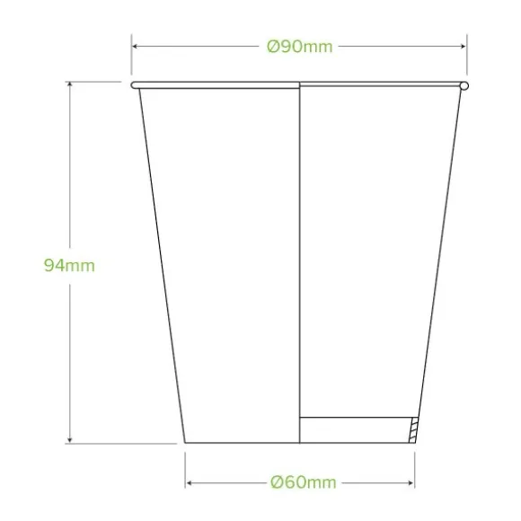 300ml / 10oz (90mm) Green Cold Paper BioCup
