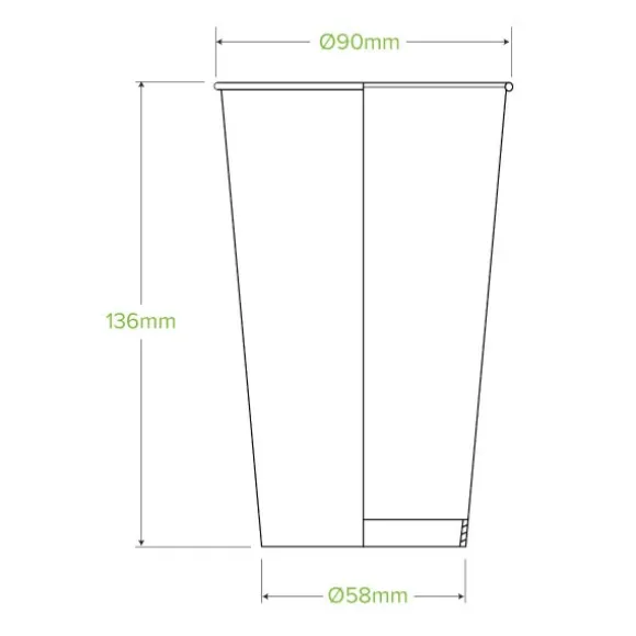500ml / 16oz (90mm) Green Cold Paper BioCup