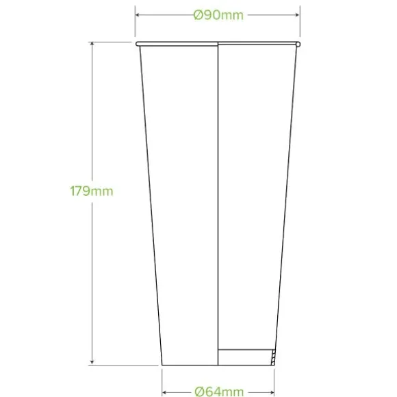 700ml / 24oz (90mm) Green Cold Paper BioCup