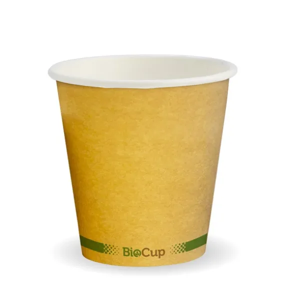 230ml / 6oz (80mm) Kraft Green Stripe Single Wall BioCup