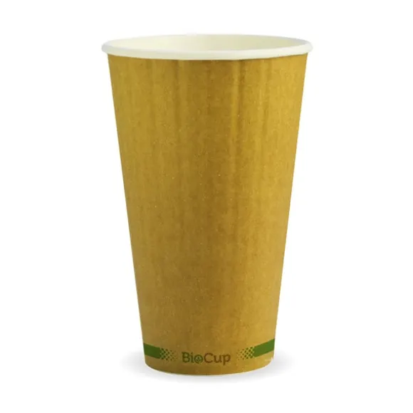460ml / 16oz (90mm) Kraft Green Stripe Double Wall BioCup