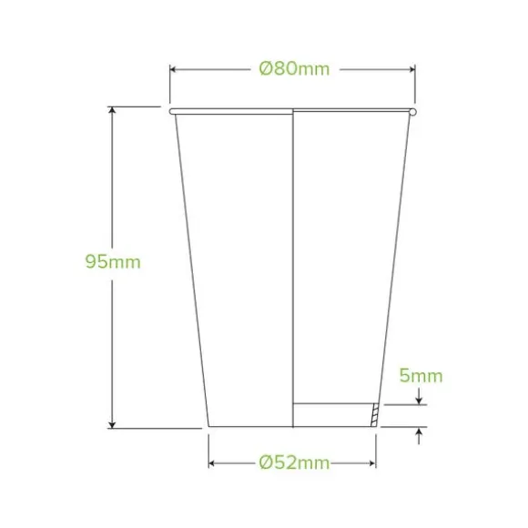 280ml / 8oz (80mm) Kraft Green Stripe Single Wall BioCup
