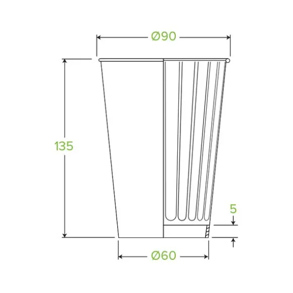 460ml / 16oz (90mm) Leaf Double Wall BioCup