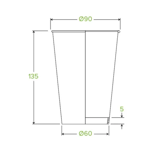 510ml / 16oz (90mm) Leaf Single Wall BioCup