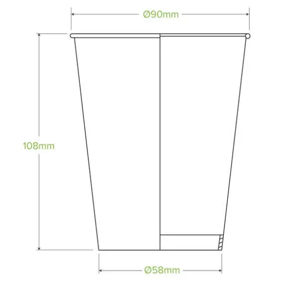 390ml / 12oz (90mm) White Cold Paper BioCup