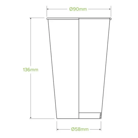 500ml / 16oz (90mm) White Cold Paper BioCup