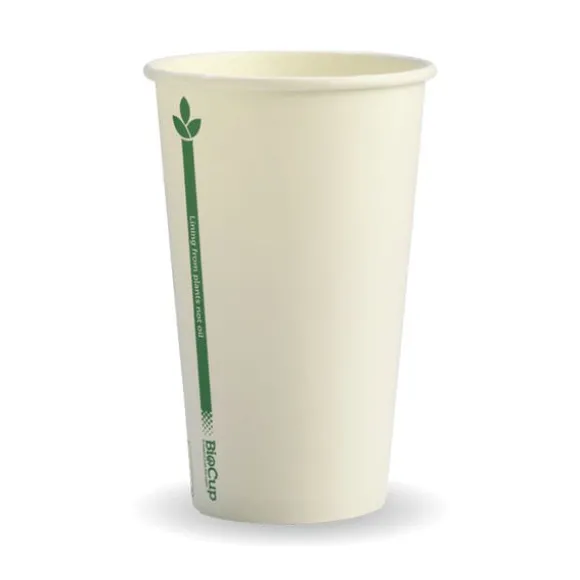 350ml / 12oz (80mm) White Green Line Single Wall BioCup