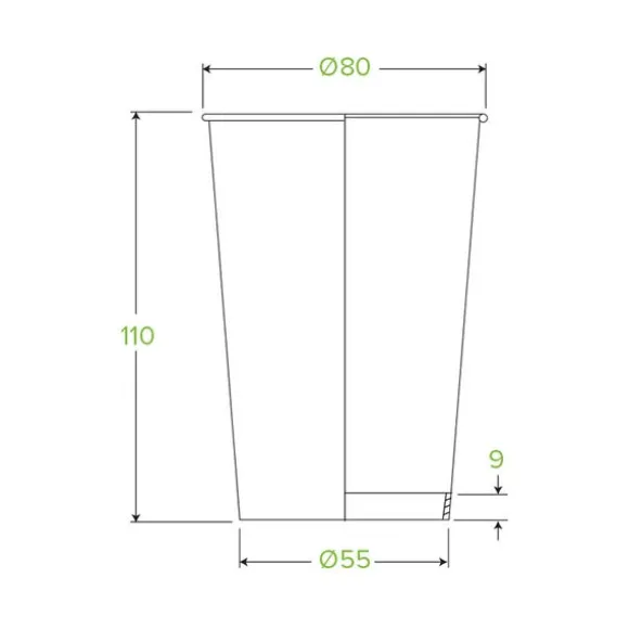 320ml / 10oz (80mm) White Green Line Single Wall BioCup