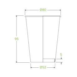 280ml / 8oz (80mm) White Green Line Single Wall BioCup