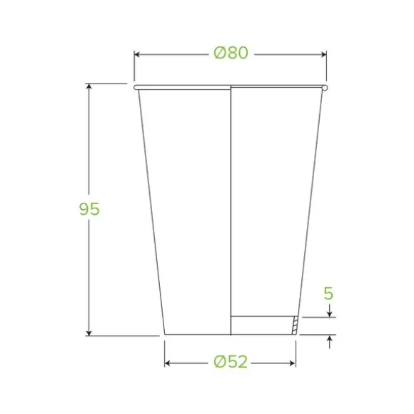 280ml / 8oz (80mm) White Green Line Single Wall BioCup