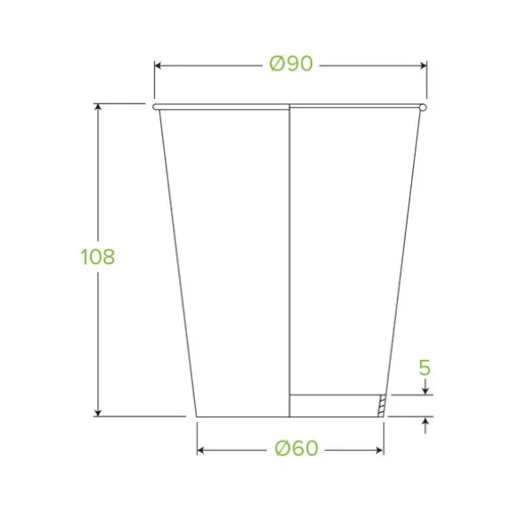390ml / 12oz (90mm) White Single Wall BioCup