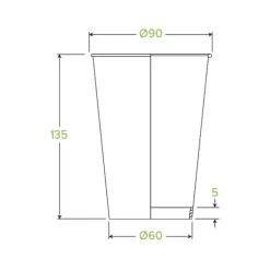 510ml / 16oz (90mm) White Single Wall BioCup