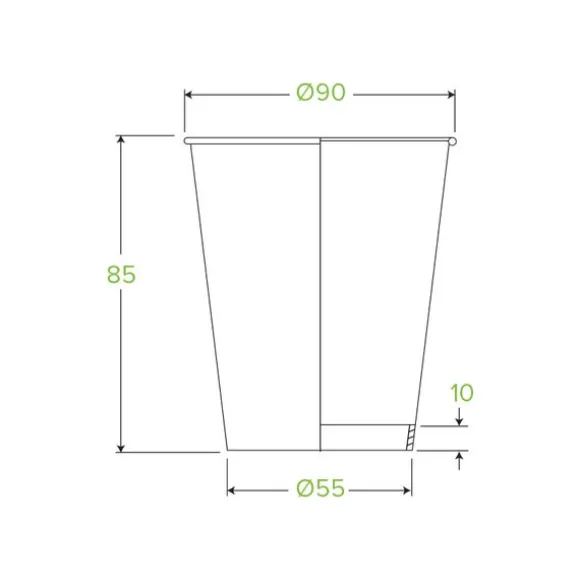 280ml / 8oz (90mm) White Single Wall BioCup