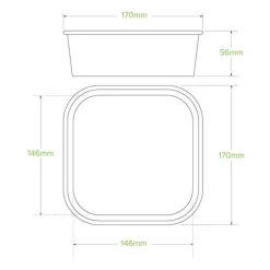 1,000ml Kraft BioBoard Square Takeaway Base