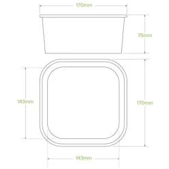 1,400ml Kraft BioBoard Square Takeaway Base