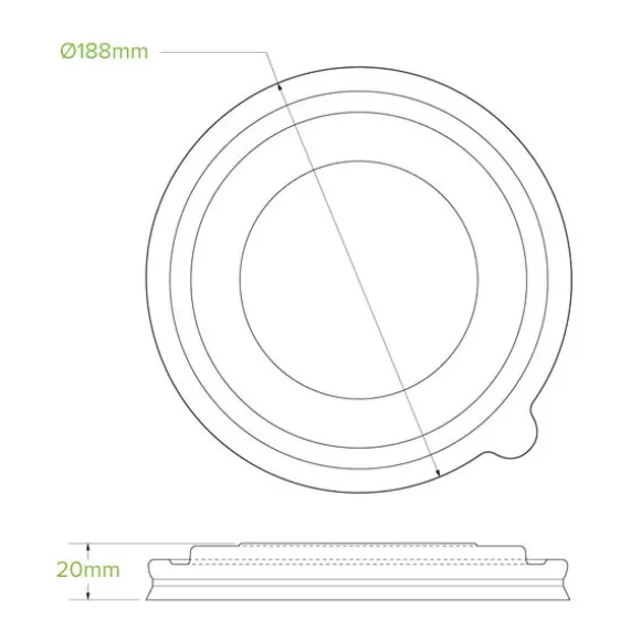 1,300ml PLA Kraft BioBowl Lid
