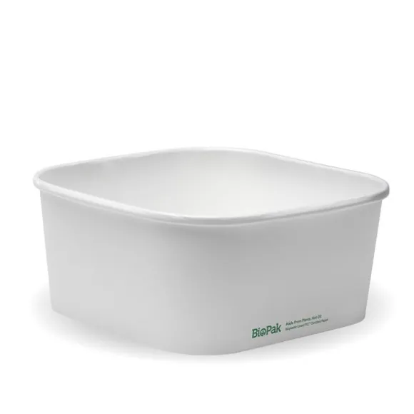 1,400ml White BioBoard Square Takeaway Base