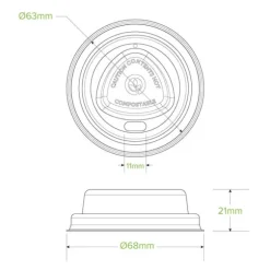63mm / 4oz White Plant Fibre BioCup Lid