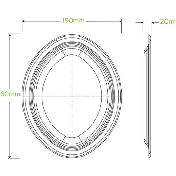 26x19cm / 10.25x7.75" Oval Plant Fibre Plate