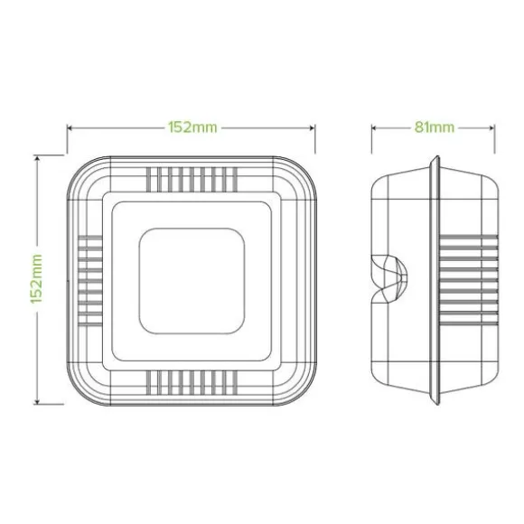 15x15x8cm / 6x6" White Plant Fibre Clamshell
