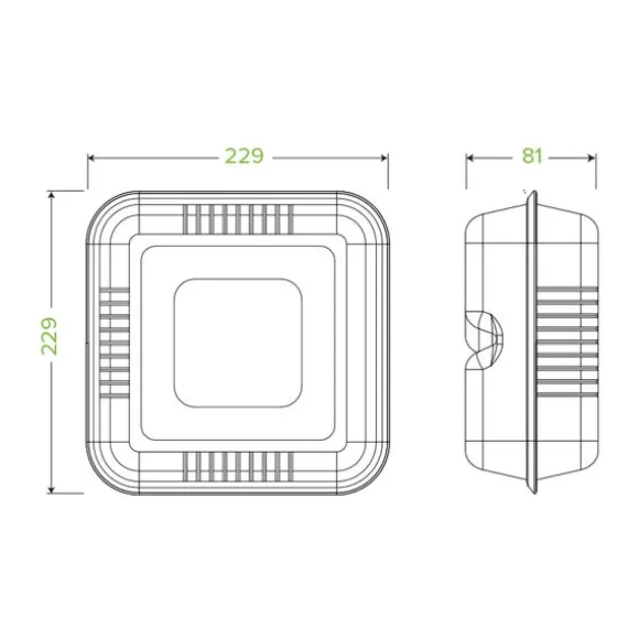 23x23x8cm / 9x9x3in White Plant Fibre Clamshell