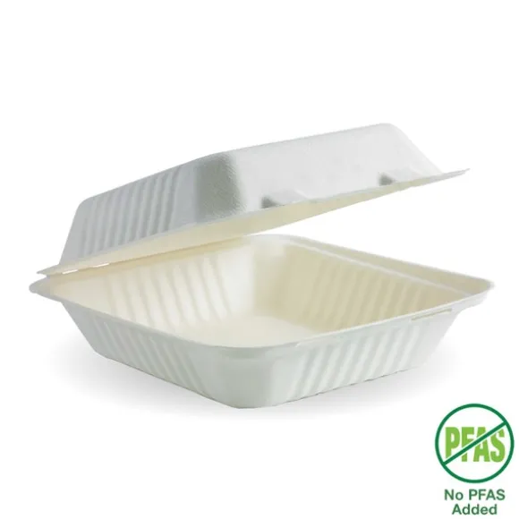 20x22x9cm / 7.8x8x3" White Plant Fibre Clamshell